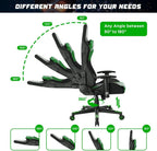 Gaming Chair with RGB LED Lights and Speakers,Video Game Chair, Swivel Racing Office Reclining Chair with Headrest & Lumbar Support, PU Leather High Back Computer Chair, Green - Fix & GoGaming Chair with RGB LED Lights and Speakers,Video Game Chair, Swivel Racing Office Reclining Chair with Headrest & Lumbar Support, PU Leather High Back Computer Chair, GreenFix & Go