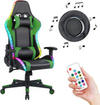 Gaming Chair with RGB LED Lights and Speakers,Video Game Chair, Swivel Racing Office Reclining Chair with Headrest & Lumbar Support, PU Leather High Back Computer Chair, Green - Fix & GoGaming Chair with RGB LED Lights and Speakers,Video Game Chair, Swivel Racing Office Reclining Chair with Headrest & Lumbar Support, PU Leather High Back Computer Chair, GreenFix & Go
