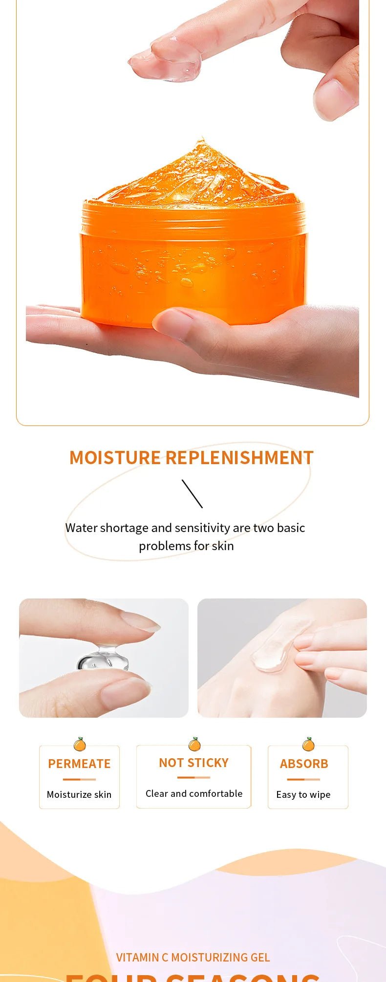 Gel hydratant à l'aloe vera 300g, vitamine C et collagène, gel réparateur apaisant à l'huile d'onagre VE pour le visage et le corps - FATAONGel hydratant à l'aloe vera 300g, vitamine C et collagène, gel réparateur apaisant à l'huile d'onagre VE pour le visage et le corpsFATAON