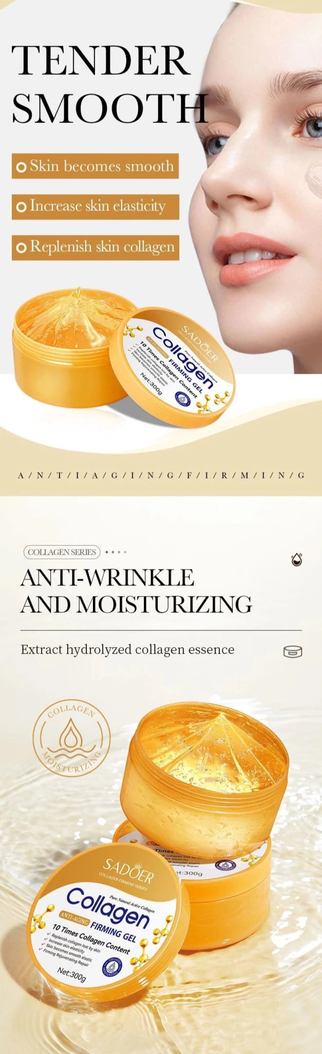 Gel hydratant à l'aloe vera 300g, vitamine C et collagène, gel réparateur apaisant à l'huile d'onagre VE pour le visage et le corps - FATAONGel hydratant à l'aloe vera 300g, vitamine C et collagène, gel réparateur apaisant à l'huile d'onagre VE pour le visage et le corpsFATAON