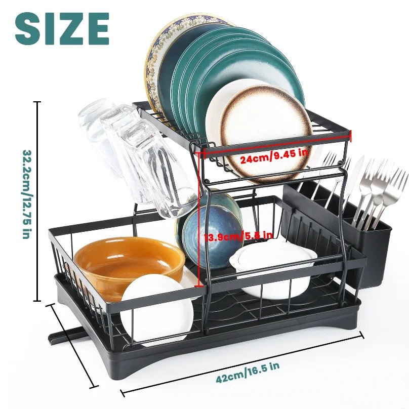 Grand égouttoir à vaisselle à 2 niveaux pour comptoirs de cuisine, égouttoir à vaisselle amovible de grande capacité - FATAONGrand égouttoir à vaisselle à 2 niveaux pour comptoirs de cuisine, égouttoir à vaisselle amovible de grande capacitéSolutions MaisonFATAON