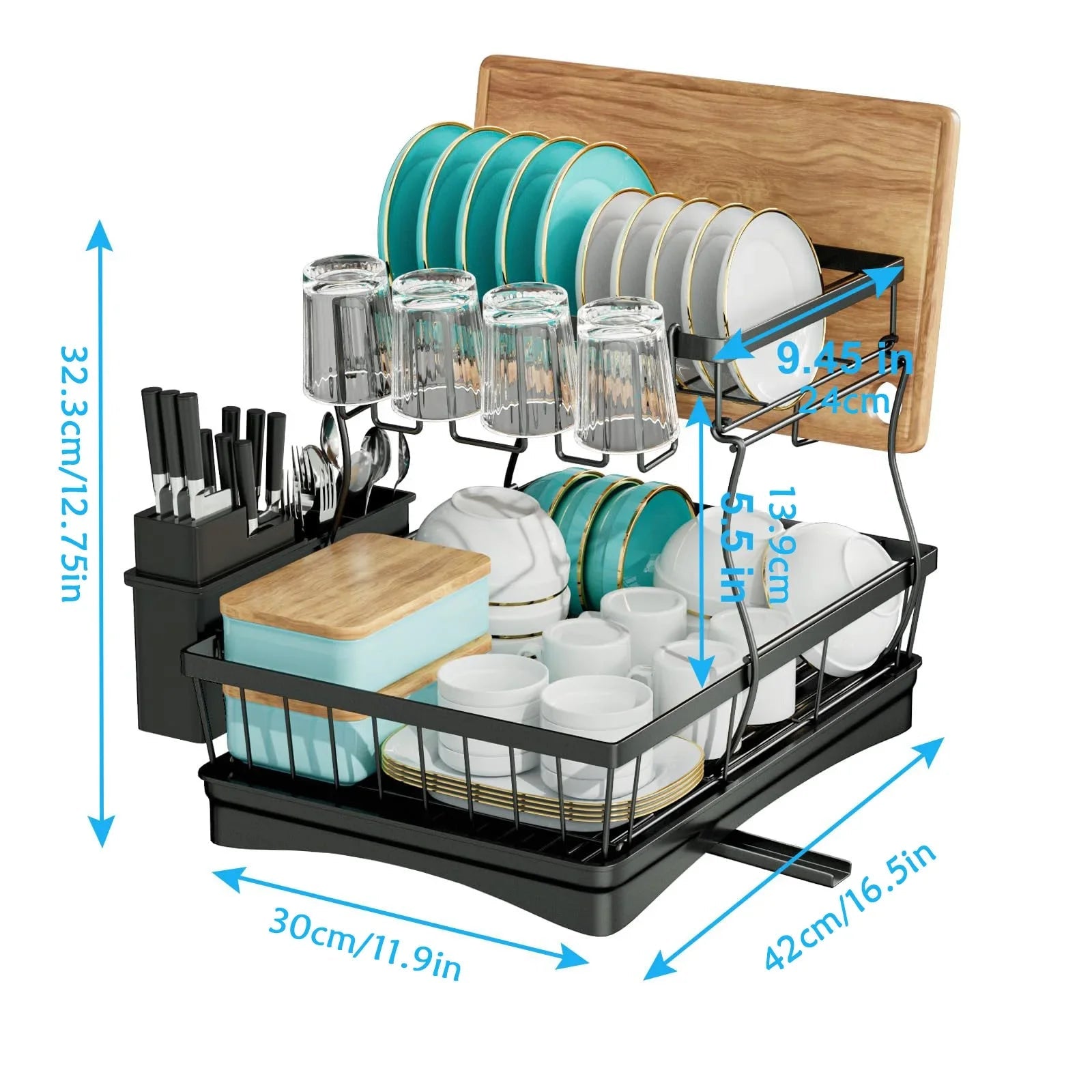Grand égouttoir à vaisselle à 2 niveaux pour comptoirs de cuisine, égouttoir à vaisselle amovible de grande capacité - FATAONGrand égouttoir à vaisselle à 2 niveaux pour comptoirs de cuisine, égouttoir à vaisselle amovible de grande capacitéSolutions MaisonFATAON