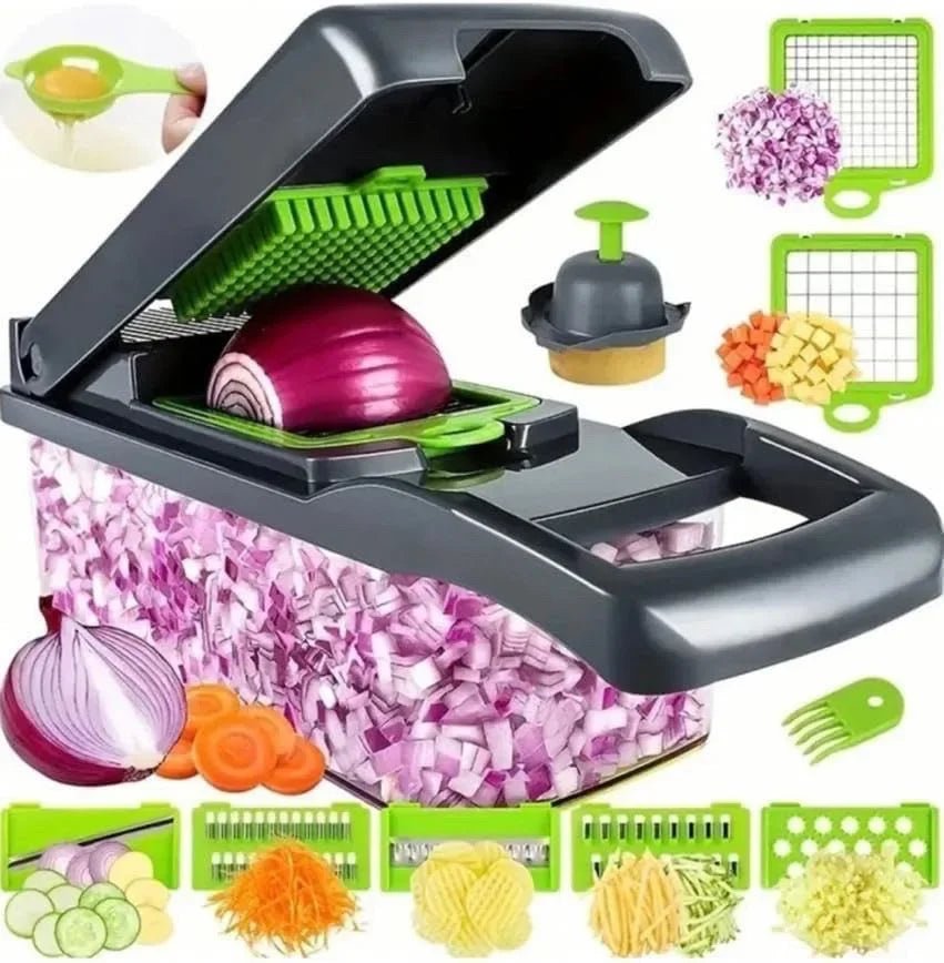 Hachoir à Légumes Multifonctionnel avec Poignée, Râpe Alimentaire, Trancheur, D479, Coupe 14/16 en 1, Articles de Cuisine - FATAONHachoir à Légumes Multifonctionnel avec Poignée, Râpe Alimentaire, Trancheur, D479, Coupe 14/16 en 1, Articles de CuisineSolutions MaisonFATAON