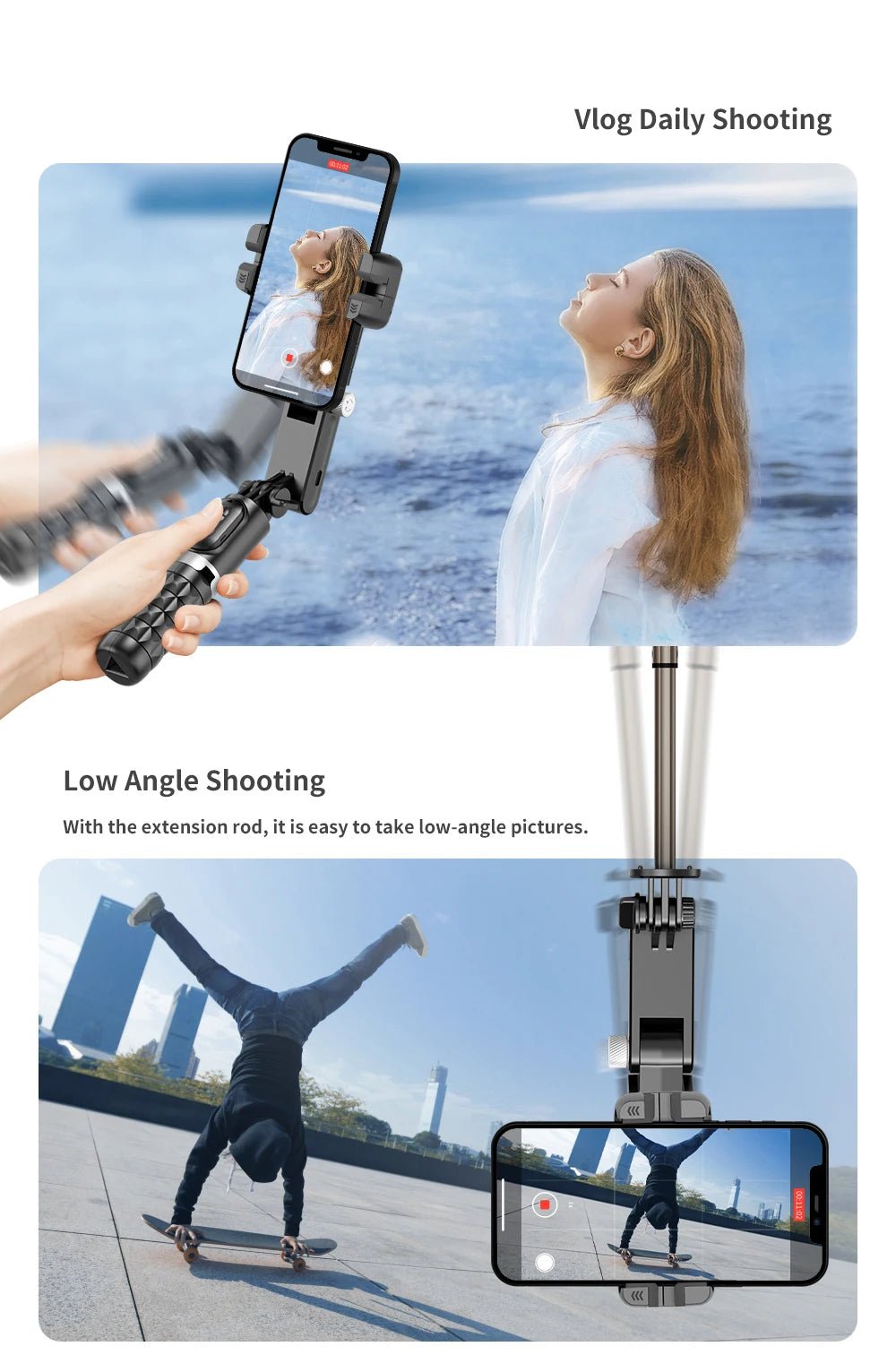 Handheld Gimbal Stabilizer Selfie Stick Tripod For iPhone Android Cell Phone Mobile Smartphone Camera Hand Portable Cellphone - Fix & GoHandheld Gimbal Stabilizer Selfie Stick Tripod For iPhone Android Cell Phone Mobile Smartphone Camera Hand Portable CellphoneVidéo & PhotoFix & Go