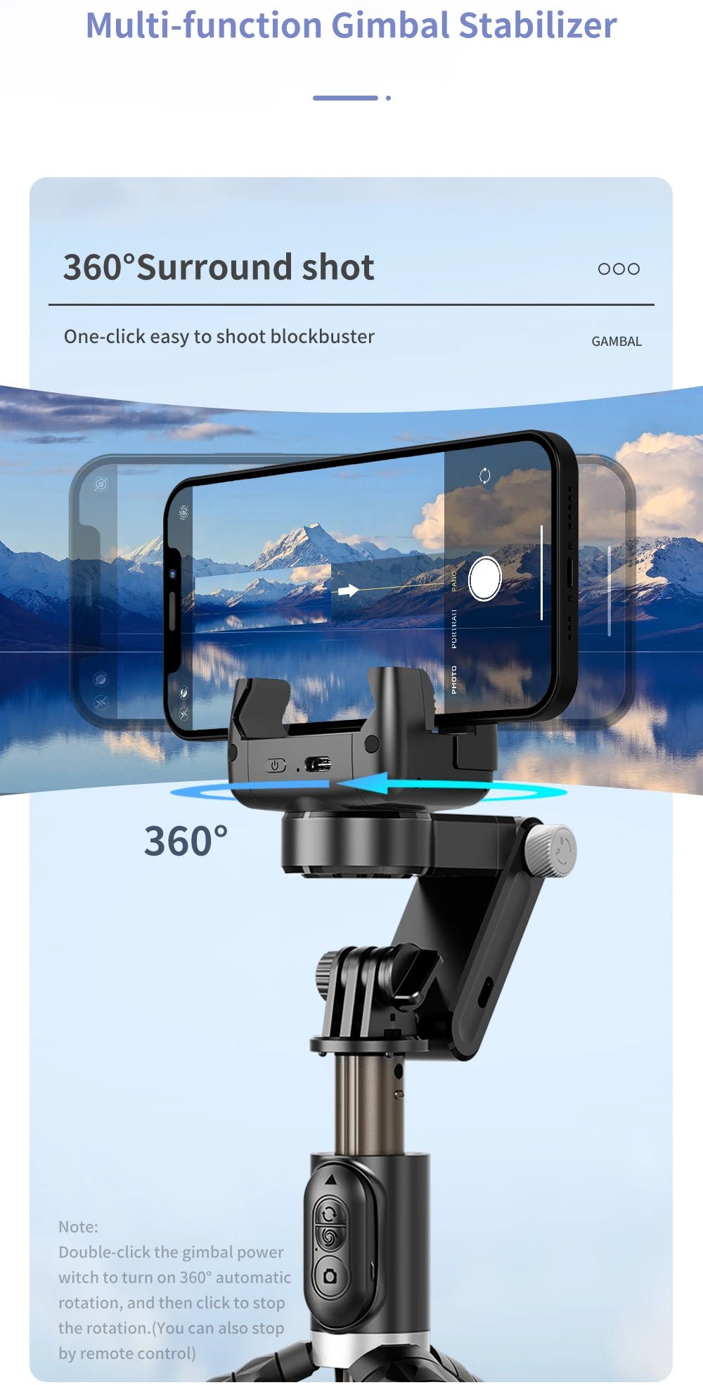 Handheld Gimbal Stabilizer Selfie Stick Tripod For iPhone Android Cell Phone Mobile Smartphone Camera Hand Portable Cellphone - Fix & GoHandheld Gimbal Stabilizer Selfie Stick Tripod For iPhone Android Cell Phone Mobile Smartphone Camera Hand Portable CellphoneVidéo & PhotoFix & Go