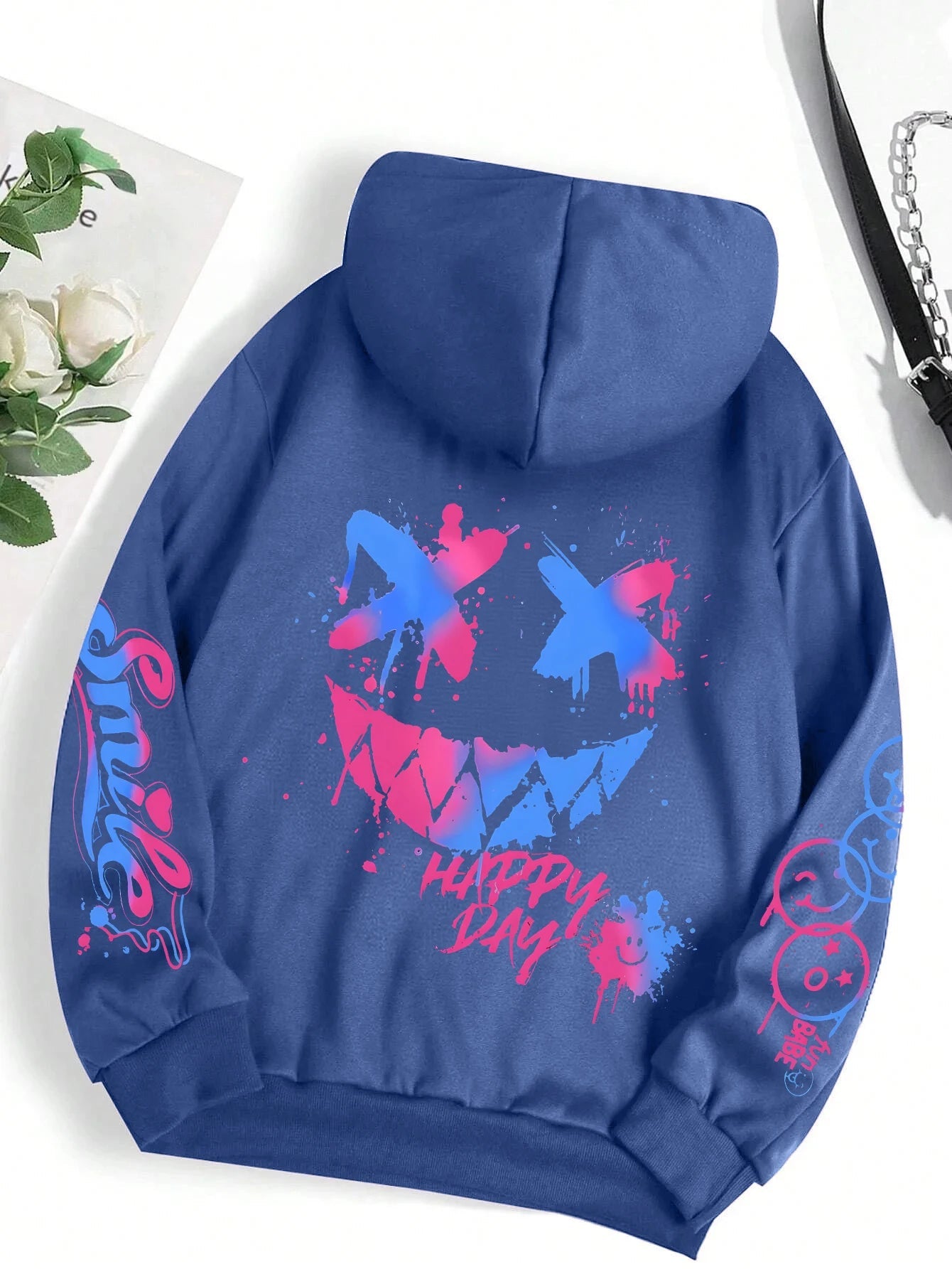 Happy Day – sweat à capuche imprimé Graffiti pour femmes, style Hip Hop, à la mode, col rond, polyvalent, Vintage, surdimensionné, vêtements féminins - FATAONHappy Day – sweat à capuche imprimé Graffiti pour femmes, style Hip Hop, à la mode, col rond, polyvalent, Vintage, surdimensionné, vêtements fémininsMode HommeFATAON
