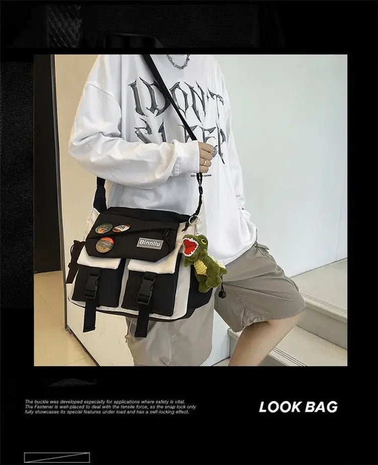 Harajuku Men Nylon Crossbody Bags for Women Messenger Bag Girls School Book Bags Youth Canvas Handbags Shoulder Bag Sac Bolsas - FATAONHarajuku Men Nylon Crossbody Bags for Women Messenger Bag Girls School Book Bags Youth Canvas Handbags Shoulder Bag Sac BolsasMode FemmeFATAON