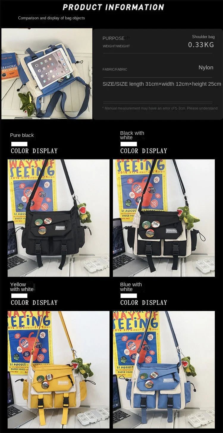 Harajuku Men Nylon Crossbody Bags for Women Messenger Bag Girls School Book Bags Youth Canvas Handbags Shoulder Bag Sac Bolsas - FATAONHarajuku Men Nylon Crossbody Bags for Women Messenger Bag Girls School Book Bags Youth Canvas Handbags Shoulder Bag Sac BolsasMode FemmeFATAON