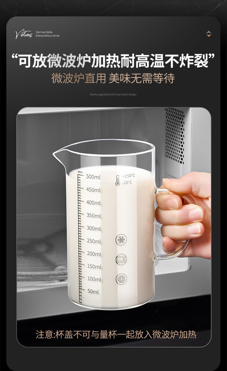 High Borosilicate Glass Scale Milk Cup Household High Temperature Resistant Water Cup with Lid Microwave Soybean Milk Cup Breakfast Cup - FATAONHigh Borosilicate Glass Scale Milk Cup Household High Temperature Resistant Water Cup with Lid Microwave Soybean Milk Cup Breakfast CupSolutions MaisonFATAON