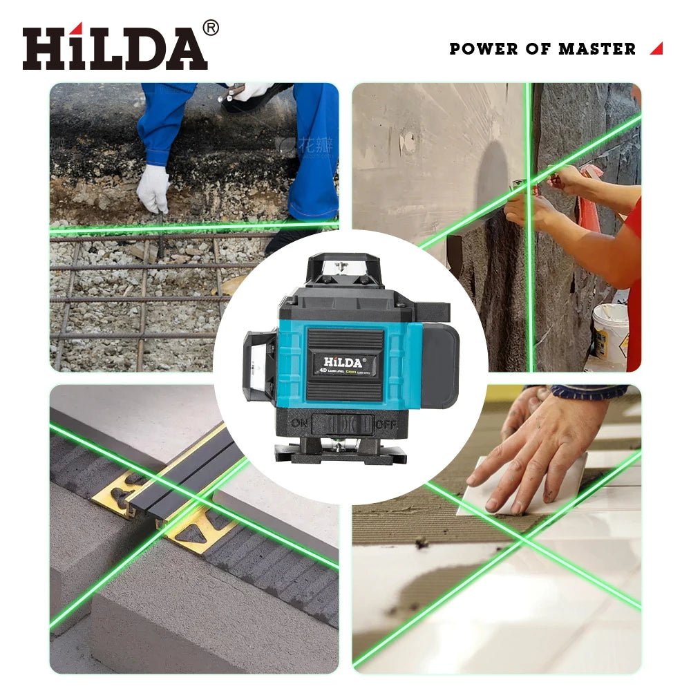 HILDA 4D 16 Lines Laser Level 360 Self Leveling Horizontal Vertical Green Light Professional Tool with Remote Control Tripod - Fix & GoHILDA 4D 16 Lines Laser Level 360 Self Leveling Horizontal Vertical Green Light Professional Tool with Remote Control TripodOutils & MesureFix & Go