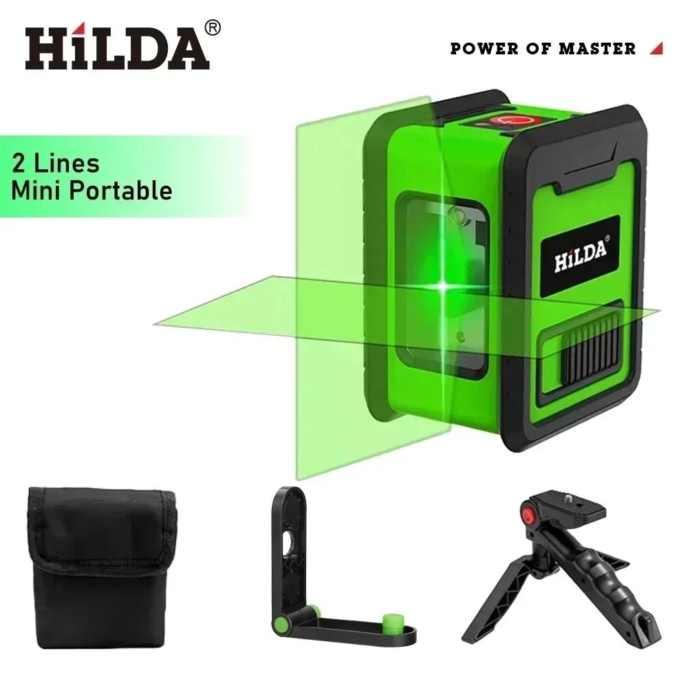 HILDA Laser Level Meter 2 - Lines Cross Green Level Laser Horizontal & Vertical Nivel Laser Self - Leveling - Fix & GoHILDA Laser Level Meter 2 - Lines Cross Green Level Laser Horizontal & Vertical Nivel Laser Self - LevelingOutils & MesureFix & Go