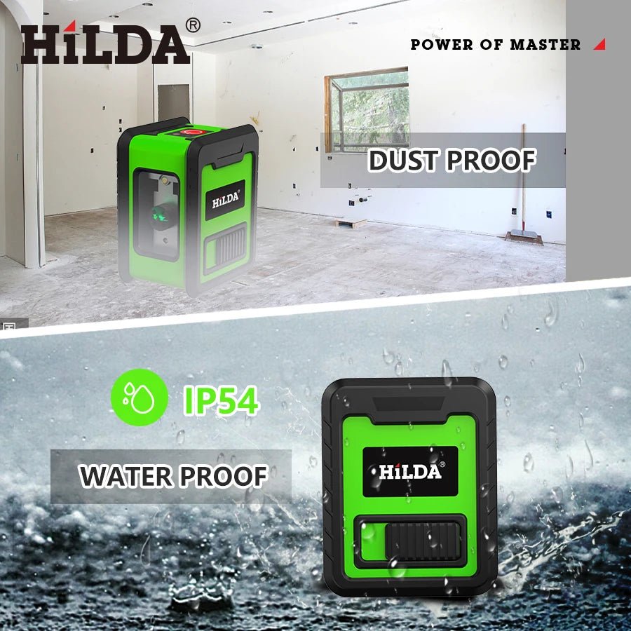 HILDA Laser Level Meter 2 - Lines Cross Green Level Laser Horizontal & Vertical Nivel Laser Self - Leveling - Fix & GoHILDA Laser Level Meter 2 - Lines Cross Green Level Laser Horizontal & Vertical Nivel Laser Self - LevelingOutils & MesureFix & Go