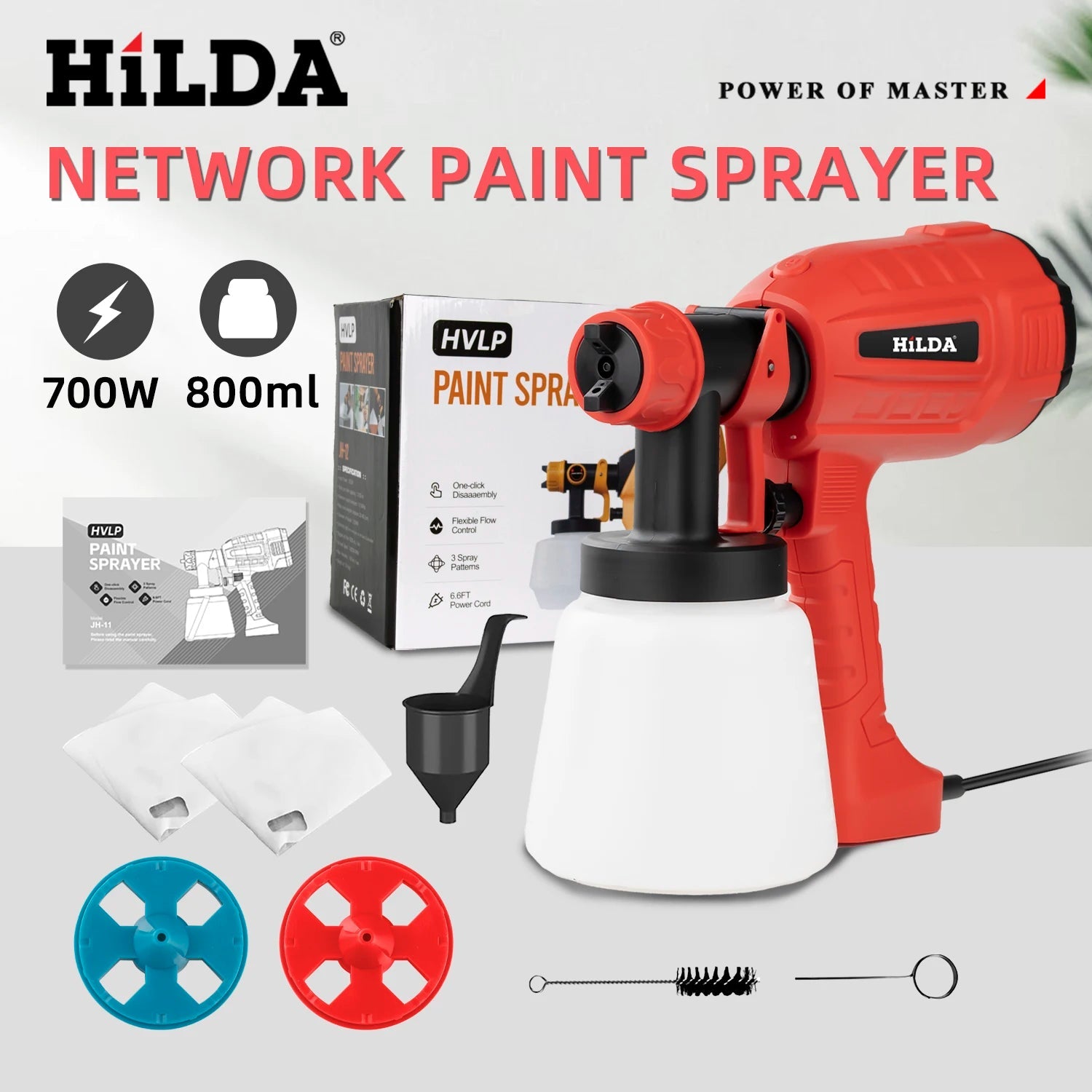 HILDA-Pistolet de Pulvérisation Électrique Rouge de 800ml, Pulvérisateur de Peinture, Outil de Haute Puissance, pour Camion Domestique - FATAONHILDA-Pistolet de Pulvérisation Électrique Rouge de 800ml, Pulvérisateur de Peinture, Outil de Haute Puissance, pour Camion DomestiqueOutils & PerfomancePerformanceFATAON