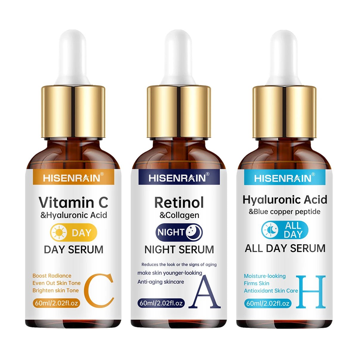 HISENRAIN Sérum Vitamine C + Rétinol + Acide Hyaluronique Duo | Combo éclaircissant et hydratation anti-âge | Pour tout type de peau. - FATAONHISENRAIN Sérum Vitamine C + Rétinol + Acide Hyaluronique Duo | Combo éclaircissant et hydratation anti-âge | Pour tout type de peau.Beauty & CosmétiquesFATAON