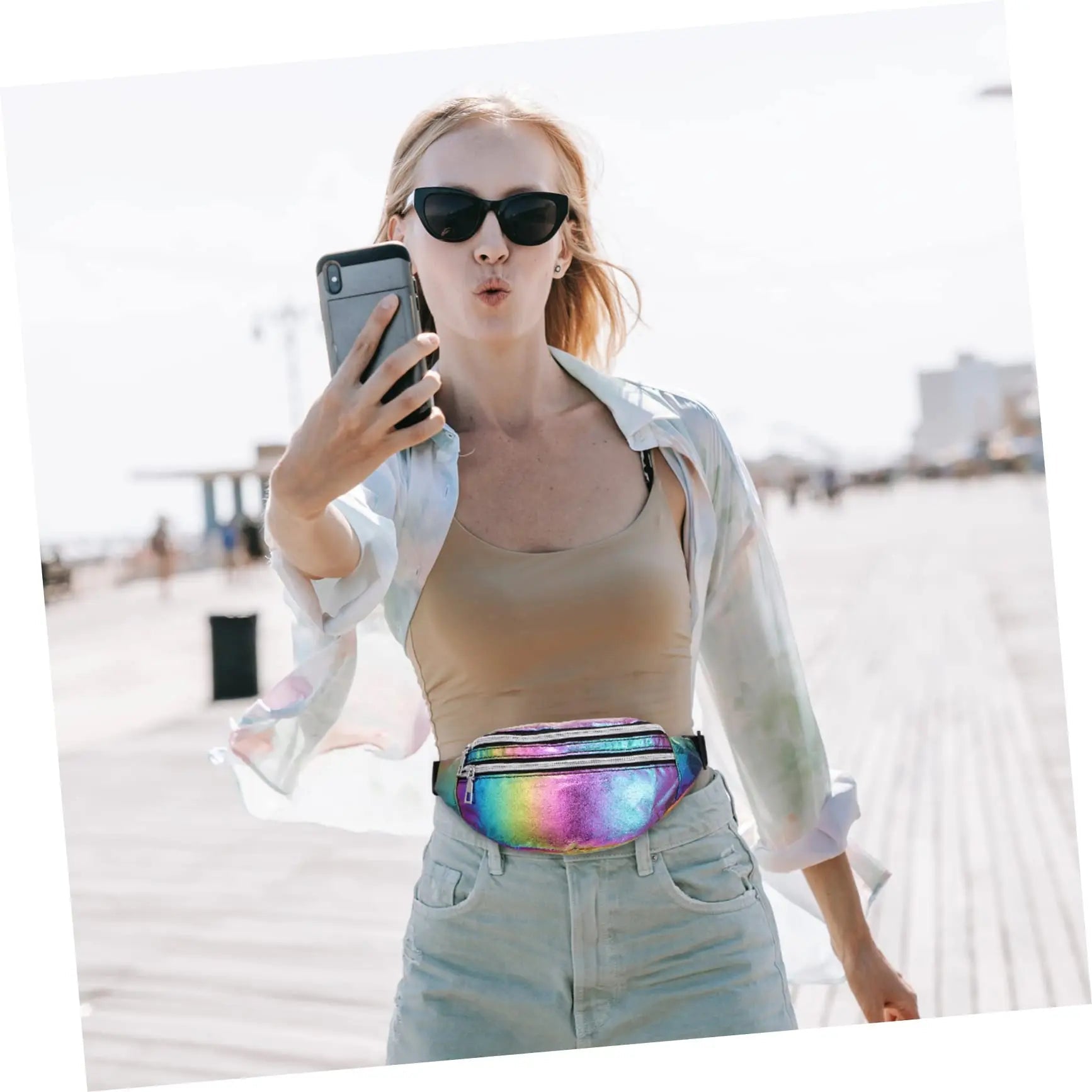 Holographic Fanny Pack Hologram Waist Bag Laser Beach Travel Banana Hip Bum Zip Waist Bags Women Belt Bag For Girls - FATAONHolographic Fanny Pack Hologram Waist Bag Laser Beach Travel Banana Hip Bum Zip Waist Bags Women Belt Bag For GirlsMode FemmeFATAON