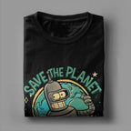Hommes femmes Futuramas sauver thr planète t-shirt pur coton vêtements amusant à manches courtes col rond T-Shirts idée cadeau T-Shirts - FATAONHommes femmes Futuramas sauver thr planète t-shirt pur coton vêtements amusant à manches courtes col rond T-Shirts idée cadeau T-ShirtsMode HommeFATAON