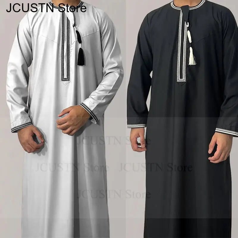 Hommes musulmans à manches longues Robe pull Aman Abaya Jubba Thobe pour hommes saoudien arabe caftan Islam vêtements Rayer Robe Afghan mâle - FATAONHommes musulmans à manches longues Robe pull Aman Abaya Jubba Thobe pour hommes saoudien arabe caftan Islam vêtements Rayer Robe Afghan mâleMode HommeFATAON