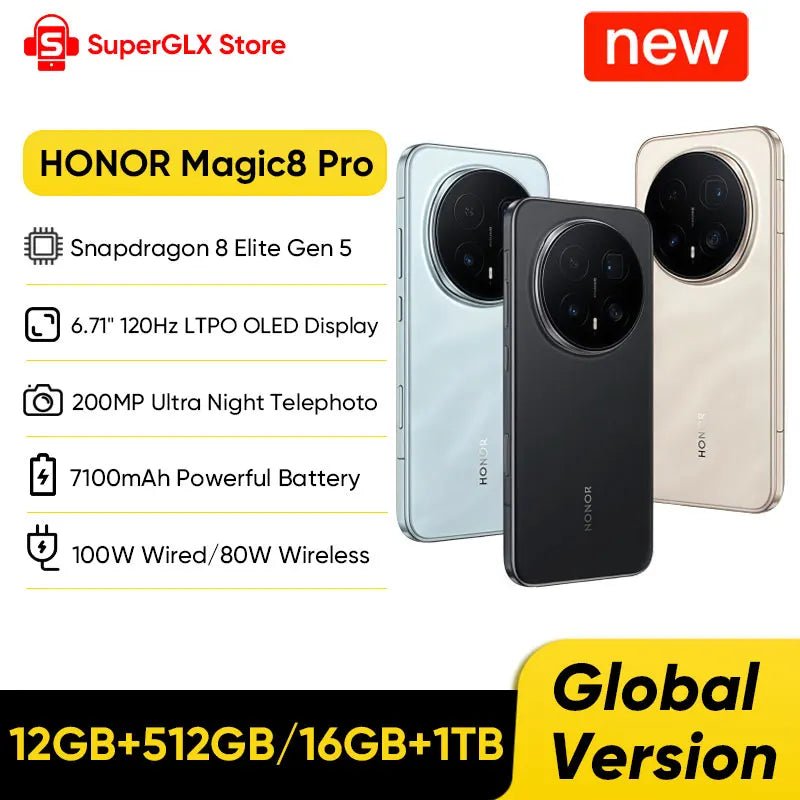 HONOR Magic8 Pro Version Globale Snapdragon 8 Elite Gen 5 Écran OLED 6,71 pouces Batterie 7100 mAh Prise en charge SuperCharge 100W eSIM NFC - FATAONHONOR Magic8 Pro Version Globale Snapdragon 8 Elite Gen 5 Écran OLED 6,71 pouces Batterie 7100 mAh Prise en charge SuperCharge 100W eSIM NFCProductivité & OrganisationFATAON