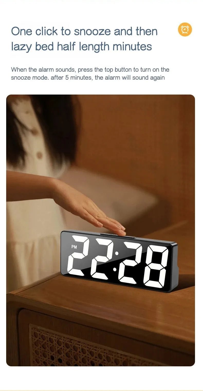 Horloge numérique LED, réveil lumineux, horloge électronique de bureau pour chambre à coucher, avec affichage de la température, luminosité réglable. - FATAONHorloge numérique LED, réveil lumineux, horloge électronique de bureau pour chambre à coucher, avec affichage de la température, luminosité réglable.Solutions MaisonFATAON