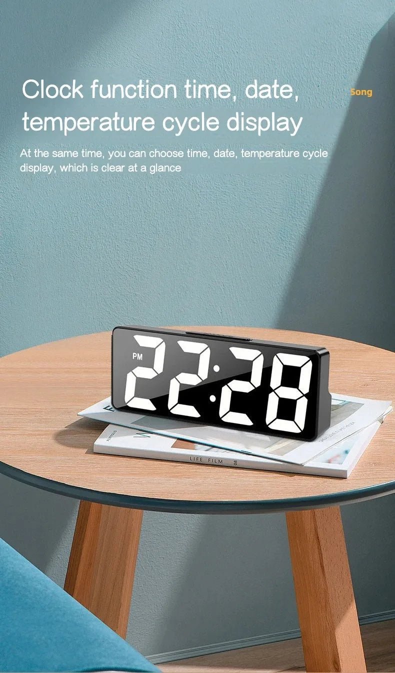Horloge numérique LED, réveil lumineux, horloge électronique de bureau pour chambre à coucher, avec affichage de la température, luminosité réglable. - FATAONHorloge numérique LED, réveil lumineux, horloge électronique de bureau pour chambre à coucher, avec affichage de la température, luminosité réglable.Solutions MaisonFATAON