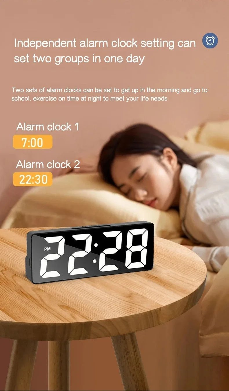 Horloge numérique LED, réveil lumineux, horloge électronique de bureau pour chambre à coucher, avec affichage de la température, luminosité réglable. - FATAONHorloge numérique LED, réveil lumineux, horloge électronique de bureau pour chambre à coucher, avec affichage de la température, luminosité réglable.Solutions MaisonFATAON