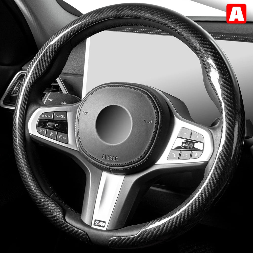 Housse de volant de voiture universelle en Fiber de carbone, fourrure en daim, style antidérapant, forme ronde, accessoires automobiles - FATAONHousse de volant de voiture universelle en Fiber de carbone, fourrure en daim, style antidérapant, forme ronde, accessoires automobilesAccessoire AutoFATAON