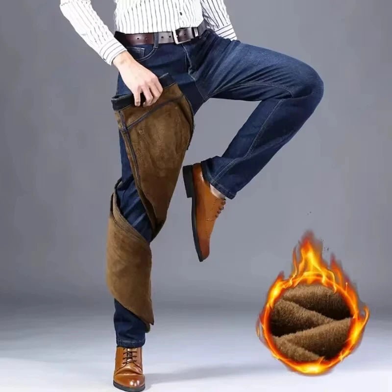 Jeans doublés en polaire réfléchissants pour hommes - Doublure épaisse et chaude, denim durable et bordure réfléchissante, sûrs pour les trajets nocturnes en hiver et décontractés - FATAONJeans doublés en polaire réfléchissants pour hommes - Doublure épaisse et chaude, denim durable et bordure réfléchissante, sûrs pour les trajets nocturnes en hiver et décontractésMode HommeFATAON