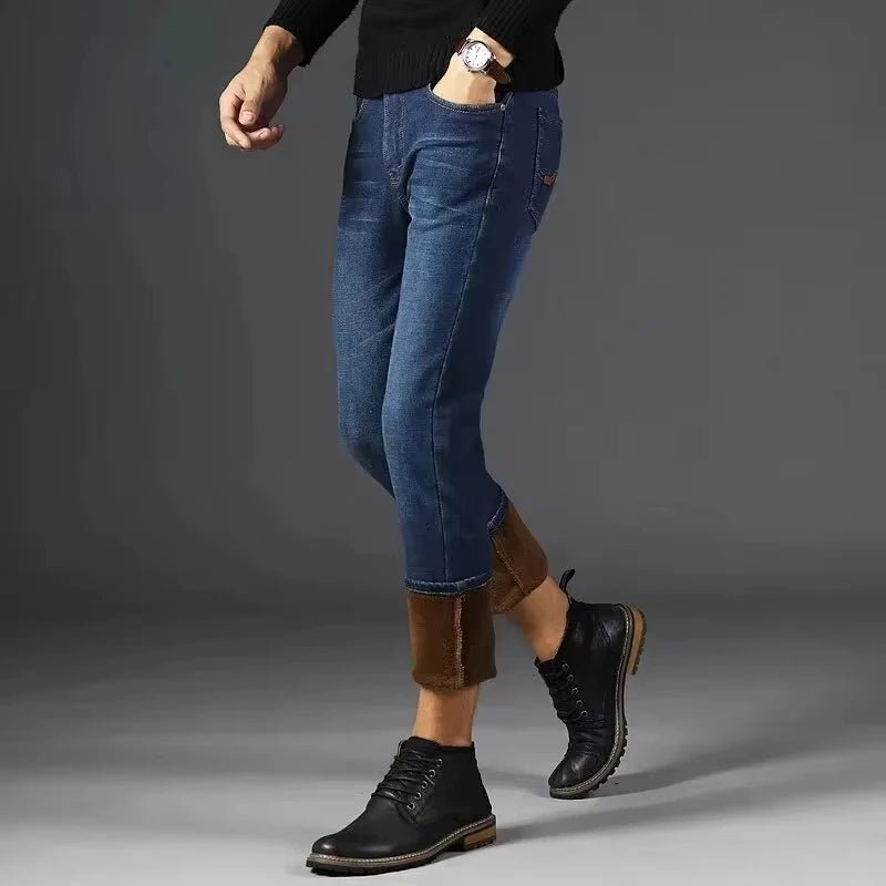 Jeans doublés en polaire réfléchissants pour hommes - Doublure épaisse et chaude, denim durable et bordure réfléchissante, sûrs pour les trajets nocturnes en hiver et décontractés - FATAONJeans doublés en polaire réfléchissants pour hommes - Doublure épaisse et chaude, denim durable et bordure réfléchissante, sûrs pour les trajets nocturnes en hiver et décontractésMode HommeFATAON