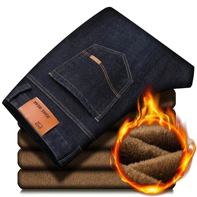 Jeans doublés en polaire réfléchissants pour hommes - Doublure épaisse et chaude, denim durable et bordure réfléchissante, sûrs pour les trajets nocturnes en hiver et décontractés - FATAONJeans doublés en polaire réfléchissants pour hommes - Doublure épaisse et chaude, denim durable et bordure réfléchissante, sûrs pour les trajets nocturnes en hiver et décontractésMode HommeFATAON