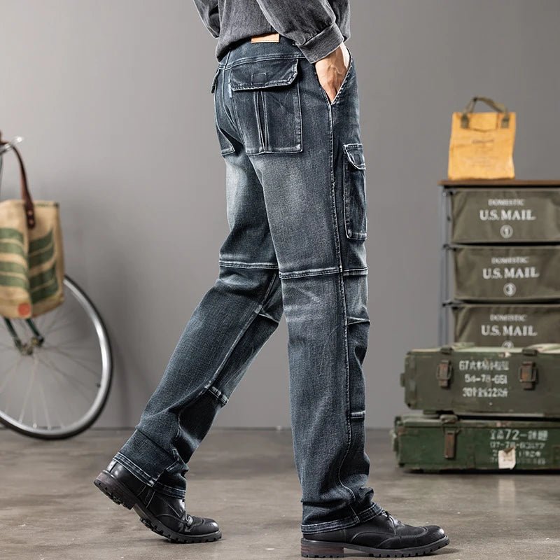 Jeans multi-poches coupe droite pour hommes, vêtements de travail à jambes larges en plein air, grande taille, 42, 44, nouveaux styles, automne et hiver - FATAONJeans multi-poches coupe droite pour hommes, vêtements de travail à jambes larges en plein air, grande taille, 42, 44, nouveaux styles, automne et hiverMode HommeFATAON