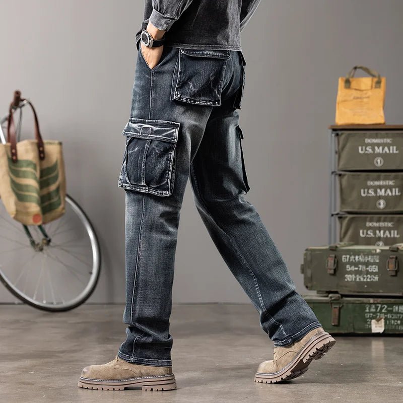 Jeans multi-poches coupe droite pour hommes, vêtements de travail à jambes larges en plein air, grande taille, 42, 44, nouveaux styles, automne et hiver - FATAONJeans multi-poches coupe droite pour hommes, vêtements de travail à jambes larges en plein air, grande taille, 42, 44, nouveaux styles, automne et hiverMode HommeFATAON