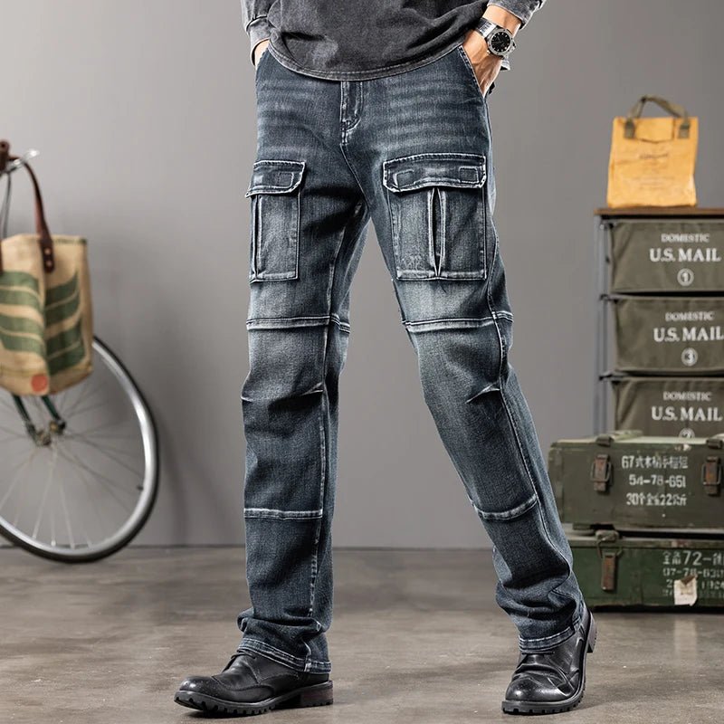 Jeans multi-poches coupe droite pour hommes, vêtements de travail à jambes larges en plein air, grande taille, 42, 44, nouveaux styles, automne et hiver - FATAONJeans multi-poches coupe droite pour hommes, vêtements de travail à jambes larges en plein air, grande taille, 42, 44, nouveaux styles, automne et hiverMode HommeFATAON