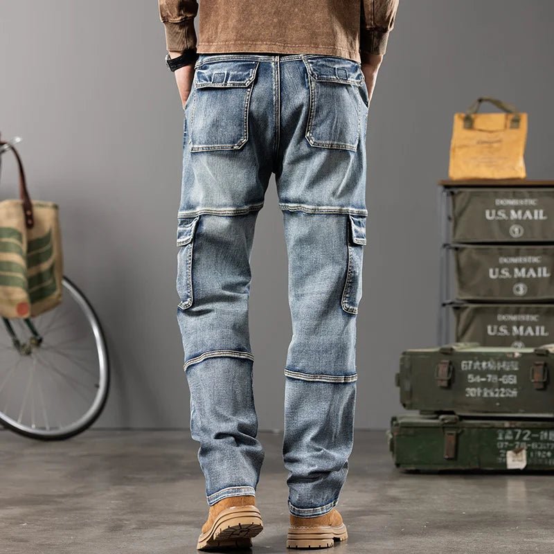 Jeans multi-poches coupe droite pour hommes, vêtements de travail à jambes larges en plein air, grande taille, 42, 44, nouveaux styles, automne et hiver - FATAONJeans multi-poches coupe droite pour hommes, vêtements de travail à jambes larges en plein air, grande taille, 42, 44, nouveaux styles, automne et hiverMode HommeFATAON