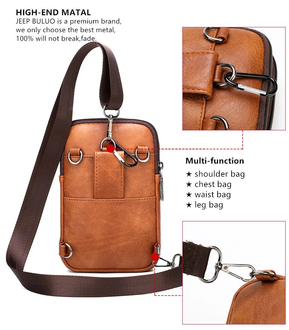 JEEP BULUO Multi-function Small Sling Chest Bag Legs Waist Bag For Man New Fashion Casual Crossbody Men Messenger Bags - FATAONJEEP BULUO Multi-function Small Sling Chest Bag Legs Waist Bag For Man New Fashion Casual Crossbody Men Messenger BagsMode & AccessoiresFATAON