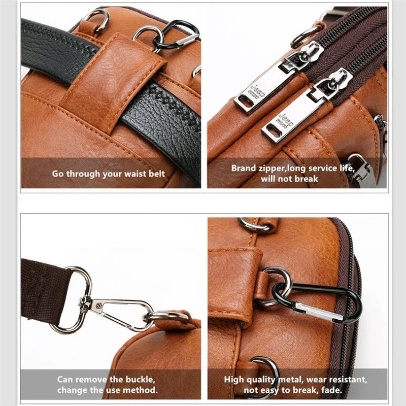 JEEP BULUO Multi-function Small Sling Chest Bag Legs Waist Bag For Man New Fashion Casual Crossbody Men Messenger Bags - FATAONJEEP BULUO Multi-function Small Sling Chest Bag Legs Waist Bag For Man New Fashion Casual Crossbody Men Messenger BagsMode & AccessoiresFATAON