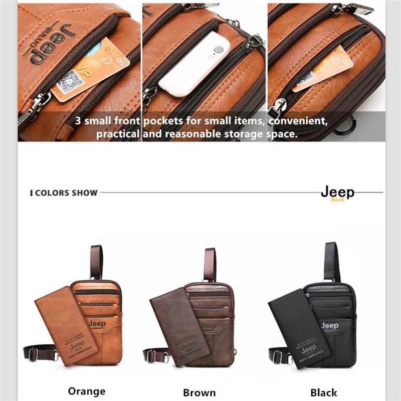 JEEP BULUO Multi-function Small Sling Chest Bag Legs Waist Bag For Man New Fashion Casual Crossbody Men Messenger Bags - FATAONJEEP BULUO Multi-function Small Sling Chest Bag Legs Waist Bag For Man New Fashion Casual Crossbody Men Messenger BagsMode & AccessoiresFATAON