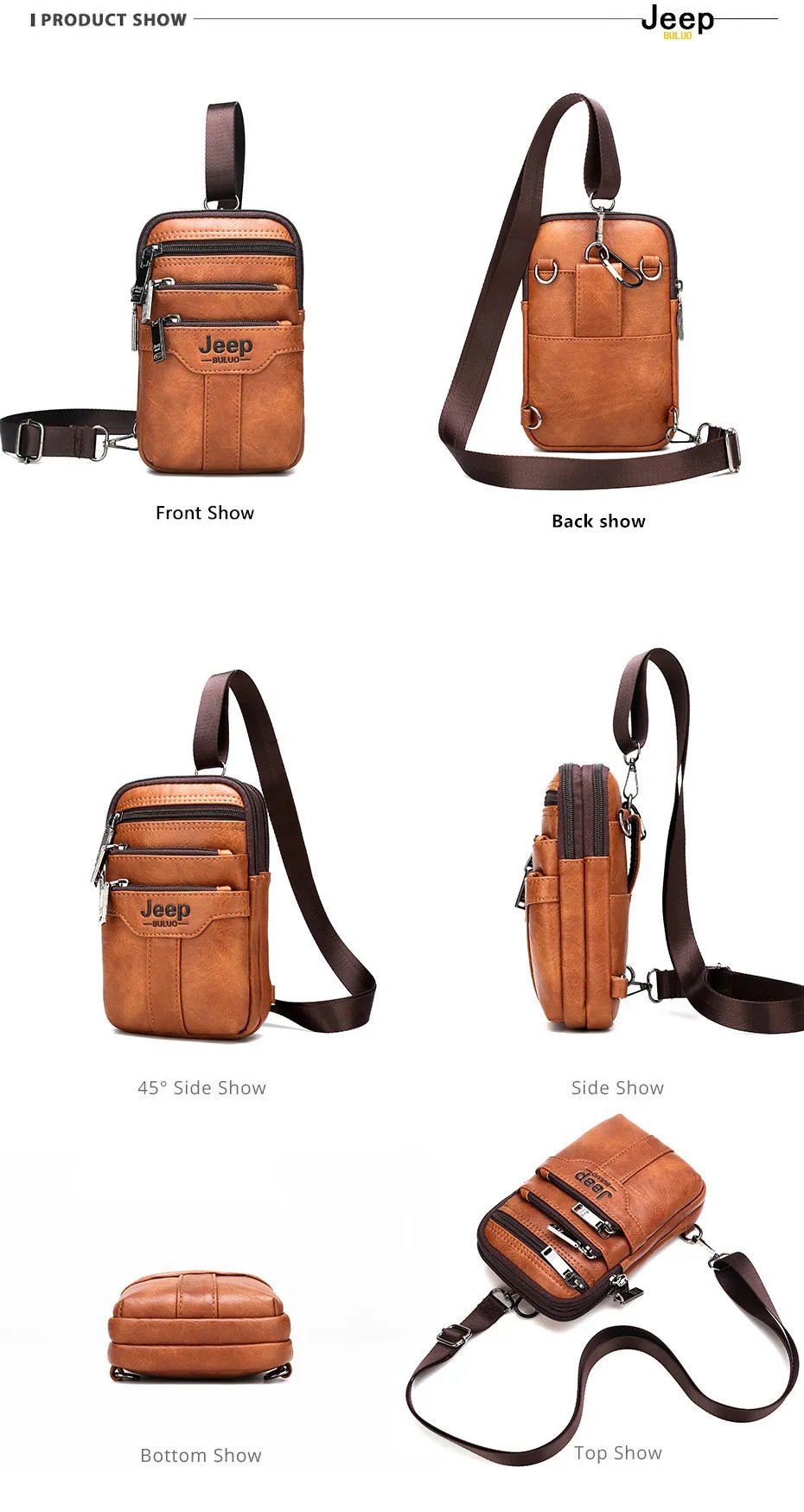 JEEP BULUO Multi-function Small Sling Chest Bag Legs Waist Bag For Man New Fashion Casual Crossbody Men Messenger Bags - FATAONJEEP BULUO Multi-function Small Sling Chest Bag Legs Waist Bag For Man New Fashion Casual Crossbody Men Messenger BagsMode & AccessoiresFATAON