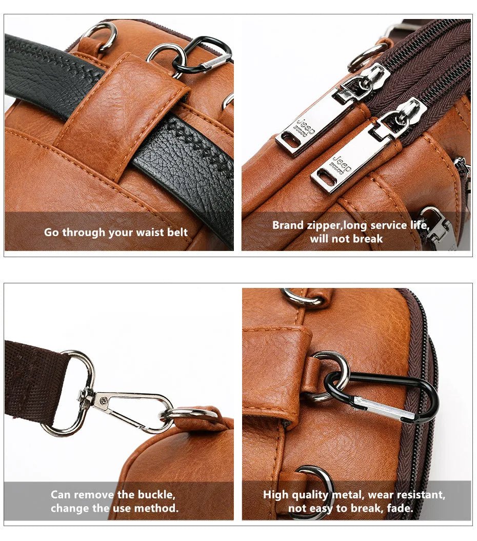 JEEP BULUO Multi-function Small Sling Chest Bag Legs Waist Bag For Man New Fashion Casual Crossbody Men Messenger Bags - FATAONJEEP BULUO Multi-function Small Sling Chest Bag Legs Waist Bag For Man New Fashion Casual Crossbody Men Messenger BagsMode & AccessoiresFATAON