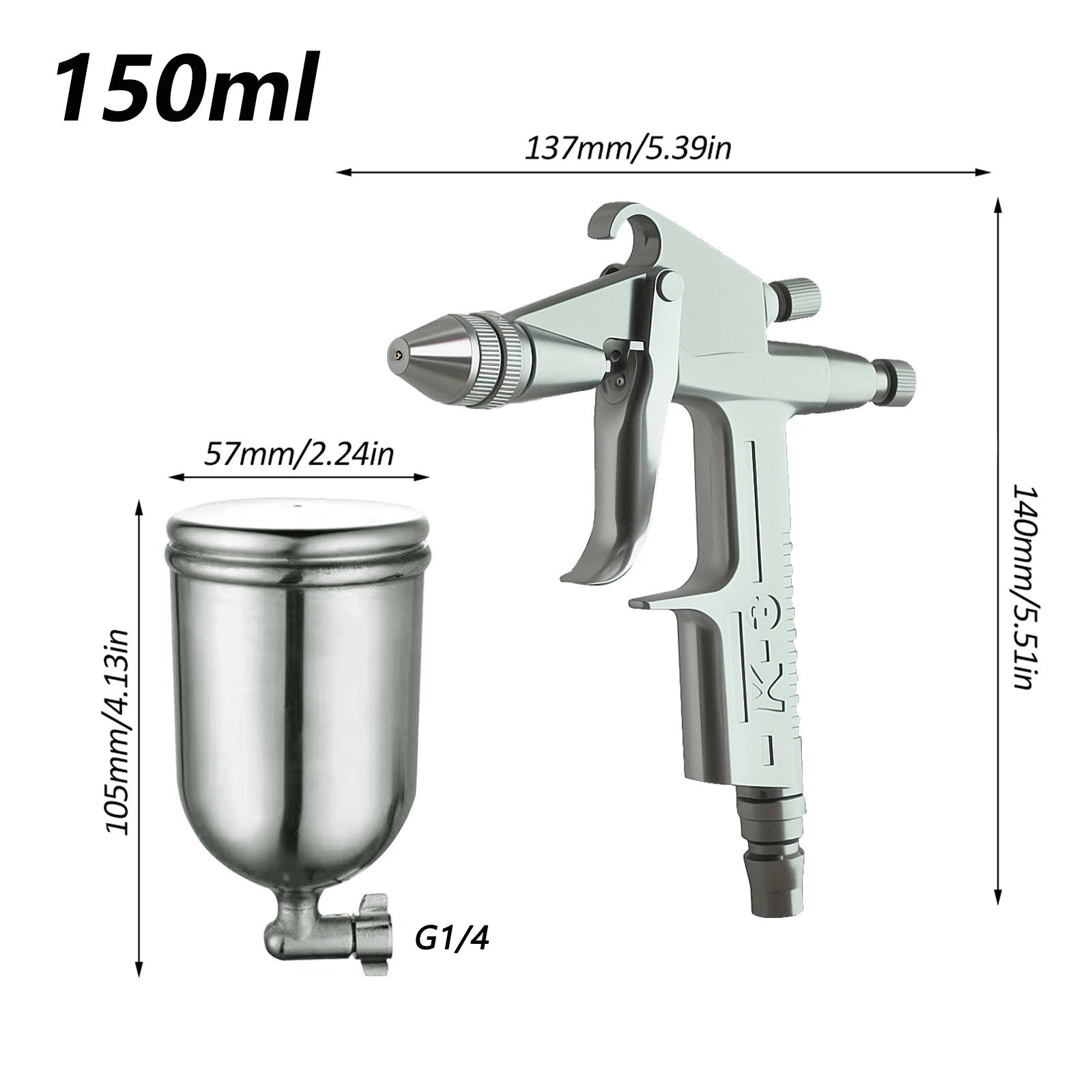 K-3 0.5mm Mini pistolet de pulvérisation pneumatique professionnel aérographe pulvérisateur alliage peinture atomiseur outils, avec tasse 125/150/250/400/600ml - FATAONK-3 0.5mm Mini pistolet de pulvérisation pneumatique professionnel aérographe pulvérisateur alliage peinture atomiseur outils, avec tasse 125/150/250/400/600mlOutils & PerformanceFATAON