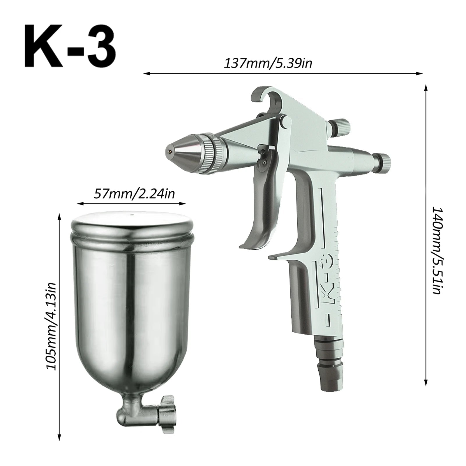 K-3 0.5mm Mini pistolet de pulvérisation pneumatique professionnel aérographe pulvérisateur alliage peinture atomiseur outils, avec tasse 125/150/250/400/600ml - FATAONK-3 0.5mm Mini pistolet de pulvérisation pneumatique professionnel aérographe pulvérisateur alliage peinture atomiseur outils, avec tasse 125/150/250/400/600mlOutils & PerformanceFATAON