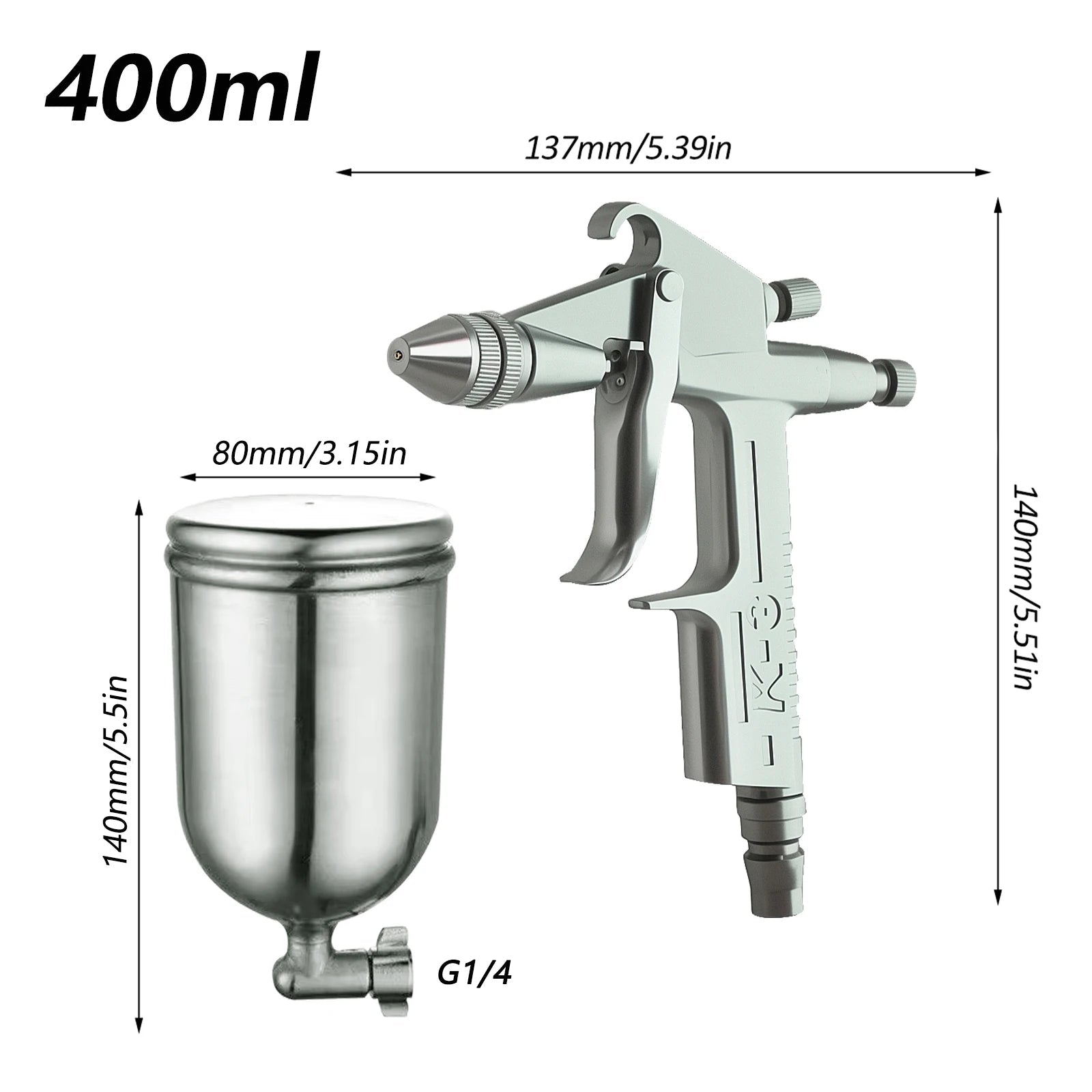 K-3 0.5mm Mini pistolet de pulvérisation pneumatique professionnel aérographe pulvérisateur alliage peinture atomiseur outils, avec tasse 125/150/250/400/600ml - FATAONK-3 0.5mm Mini pistolet de pulvérisation pneumatique professionnel aérographe pulvérisateur alliage peinture atomiseur outils, avec tasse 125/150/250/400/600mlOutils & PerformanceFATAON