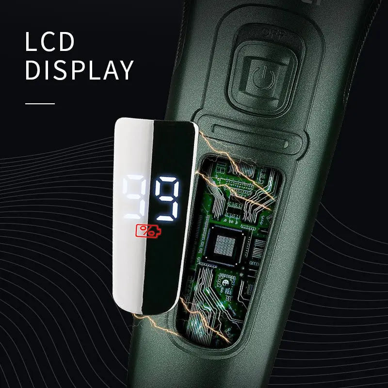 Kemei LCD Dislay rasoir électrique étanche pour hommes humide sec cou barbe rasoir électrique Machine de rasage du visage Rechargeable - FATAONKemei LCD Dislay rasoir électrique étanche pour hommes humide sec cou barbe rasoir électrique Machine de rasage du visage RechargeableBeauté HommeFATAON