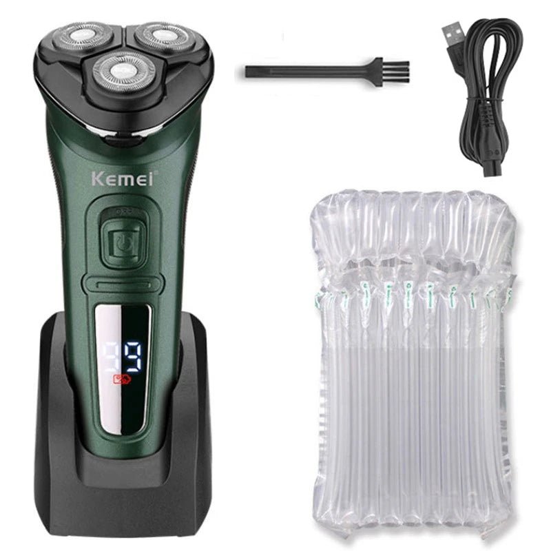 Kemei LCD Dislay rasoir électrique étanche pour hommes humide sec cou barbe rasoir électrique Machine de rasage du visage Rechargeable - FATAONKemei LCD Dislay rasoir électrique étanche pour hommes humide sec cou barbe rasoir électrique Machine de rasage du visage RechargeableBeauté HommeFATAON