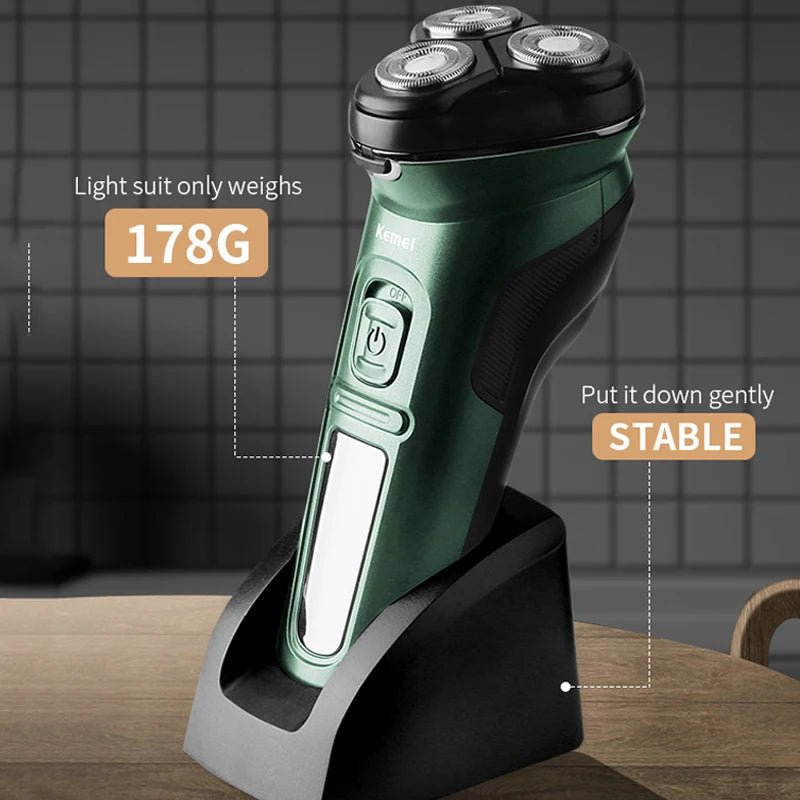 Kemei LCD Dislay rasoir électrique étanche pour hommes humide sec cou barbe rasoir électrique Machine de rasage du visage Rechargeable - FATAONKemei LCD Dislay rasoir électrique étanche pour hommes humide sec cou barbe rasoir électrique Machine de rasage du visage RechargeableBeauté HommeFATAON