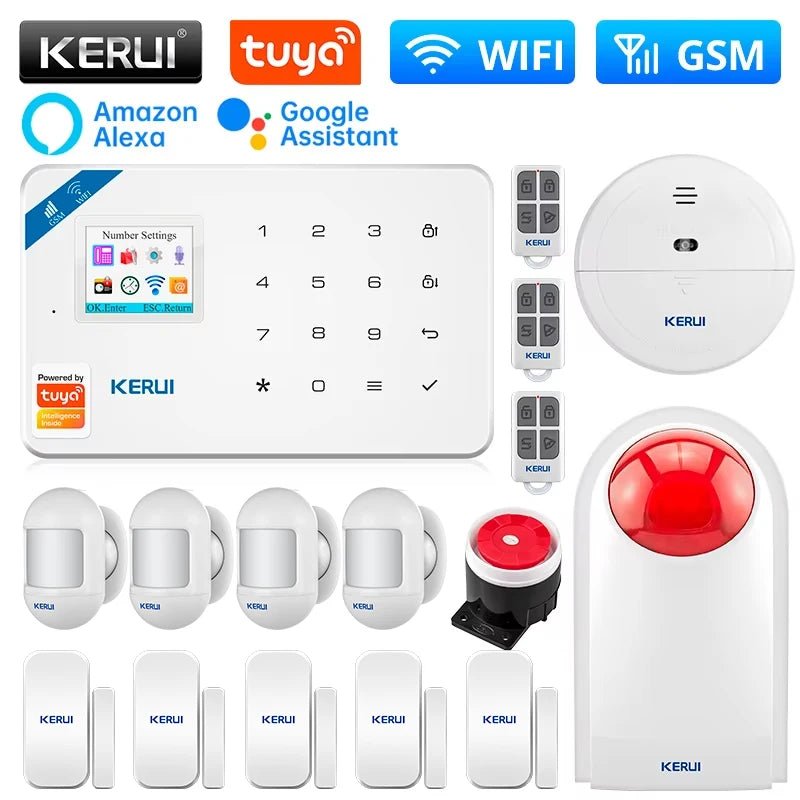 KERUI W181 Kit de système d'alarme WIFI GSM avec capteur de porte/fenêtre pour la sécurité à domicile Support Alexa Tuya application intelligente télécommande - FATAONKERUI W181 Kit de système d'alarme WIFI GSM avec capteur de porte/fenêtre pour la sécurité à domicile Support Alexa Tuya application intelligente télécommandeSolutions MaisonFATAON