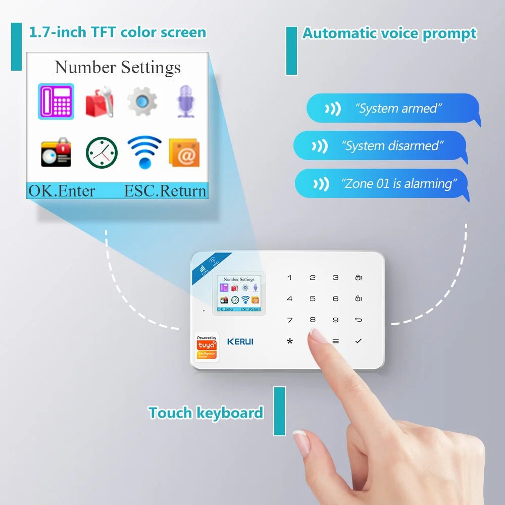 KERUI W181 Kit de système d'alarme WIFI GSM avec capteur de porte/fenêtre pour la sécurité à domicile Support Alexa Tuya application intelligente télécommande - FATAONKERUI W181 Kit de système d'alarme WIFI GSM avec capteur de porte/fenêtre pour la sécurité à domicile Support Alexa Tuya application intelligente télécommandeSolutions MaisonFATAON