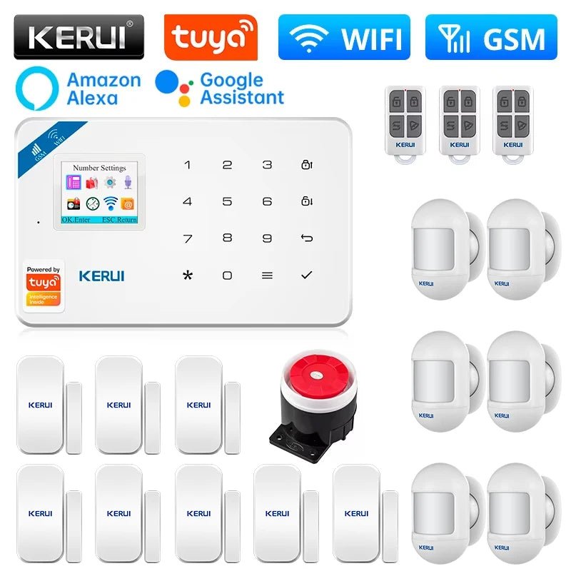 KERUI W181 Kit de système d'alarme WIFI GSM avec capteur de porte/fenêtre pour la sécurité à domicile Support Alexa Tuya application intelligente télécommande - FATAONKERUI W181 Kit de système d'alarme WIFI GSM avec capteur de porte/fenêtre pour la sécurité à domicile Support Alexa Tuya application intelligente télécommandeSolutions MaisonFATAON