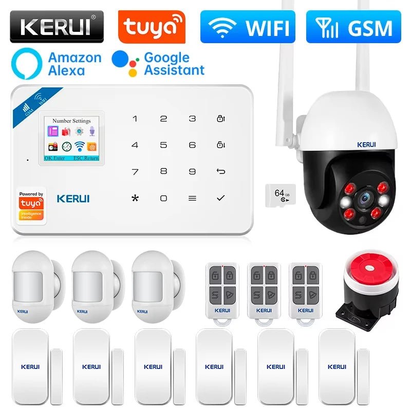 KERUI W181 Kit de système d'alarme WIFI GSM avec capteur de porte/fenêtre pour la sécurité à domicile Support Alexa Tuya application intelligente télécommande - FATAONKERUI W181 Kit de système d'alarme WIFI GSM avec capteur de porte/fenêtre pour la sécurité à domicile Support Alexa Tuya application intelligente télécommandeSolutions MaisonFATAON