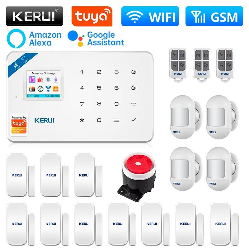 KERUI W181 Kit de système d'alarme WIFI GSM avec capteur de porte/fenêtre pour la sécurité à domicile Support Alexa Tuya application intelligente télécommande - FATAONKERUI W181 Kit de système d'alarme WIFI GSM avec capteur de porte/fenêtre pour la sécurité à domicile Support Alexa Tuya application intelligente télécommandeSolutions MaisonFATAON