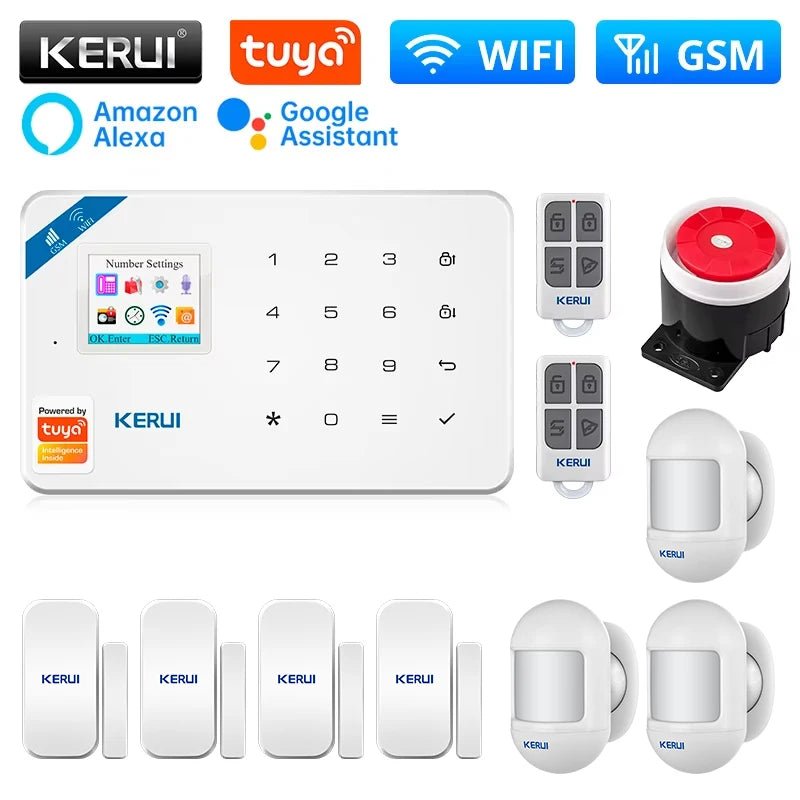 KERUI W181 Kit de système d'alarme WIFI GSM avec capteur de porte/fenêtre pour la sécurité à domicile Support Alexa Tuya application intelligente télécommande - FATAONKERUI W181 Kit de système d'alarme WIFI GSM avec capteur de porte/fenêtre pour la sécurité à domicile Support Alexa Tuya application intelligente télécommandeSolutions MaisonFATAON